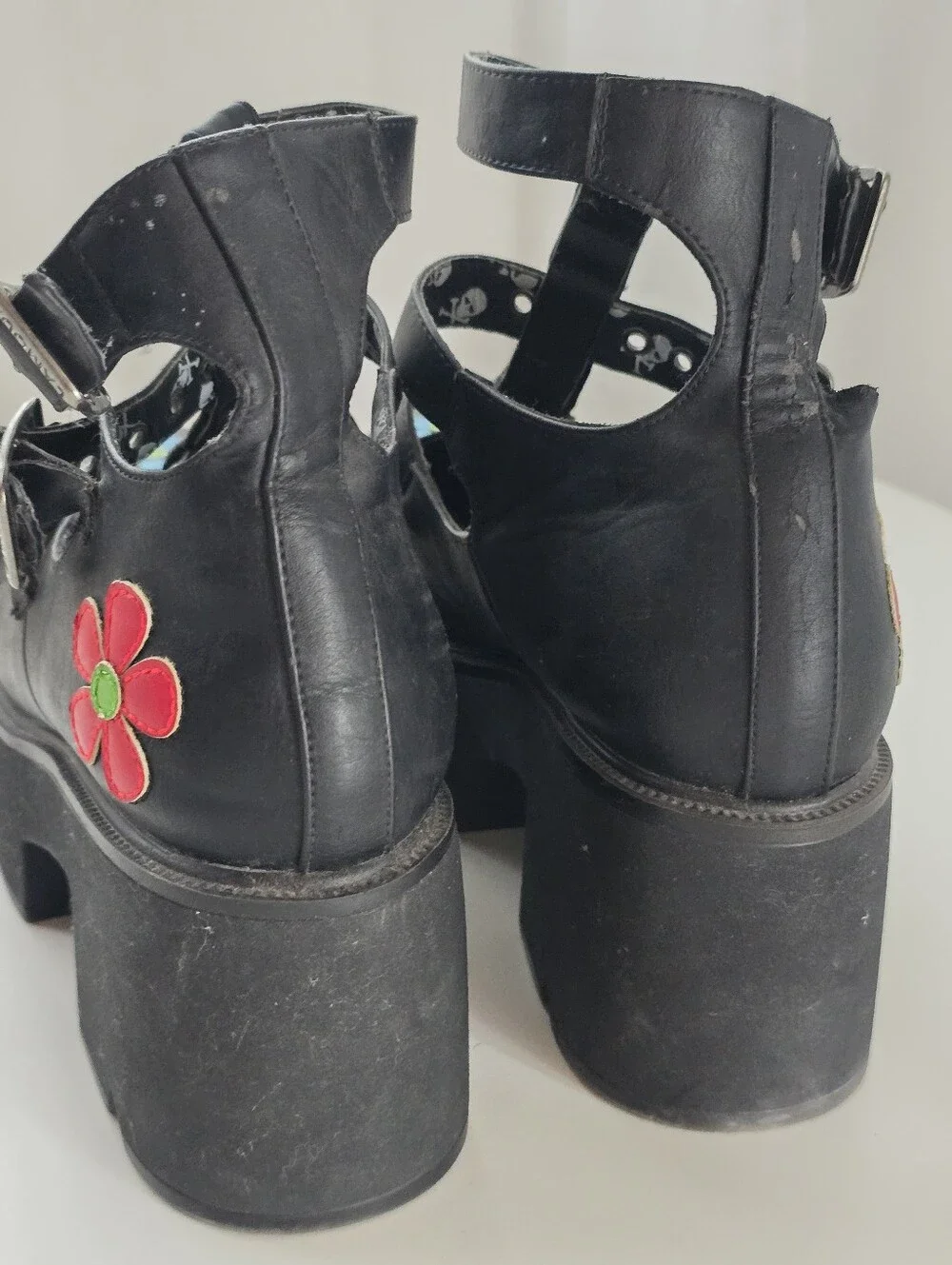 LA MODA Flower Platform Mary Janes Goth Punk Y2K Chunky Shoes Size 10